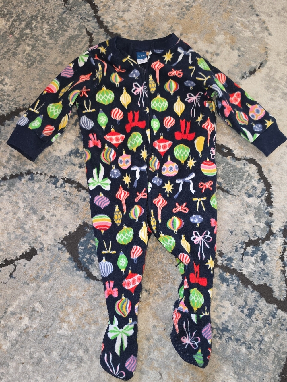 Old Navy Navy Holiday Ornament Footed One-Piece Pajamas